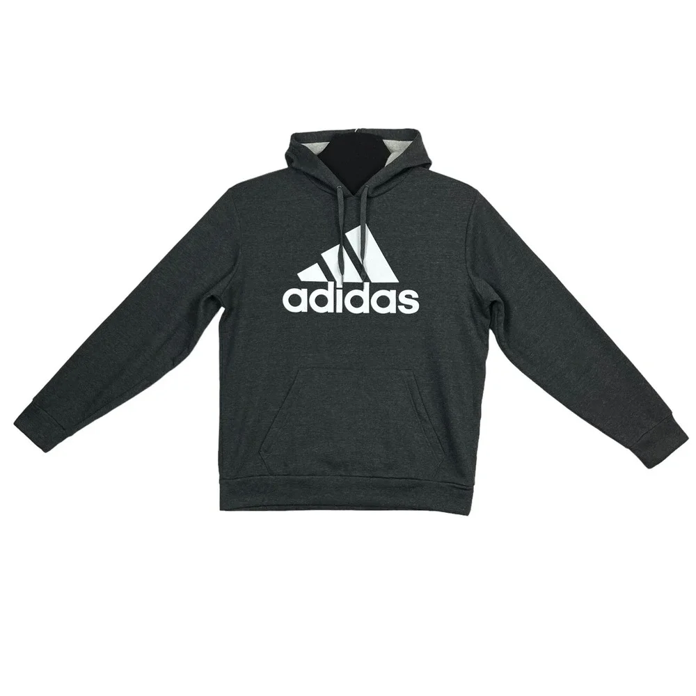 adidas Golf Mens CVC Fleece Pullover Hoodie Size‎ L Gray White Warm Classic Fit